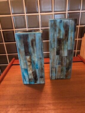 Dyed Bone Candle Holders.